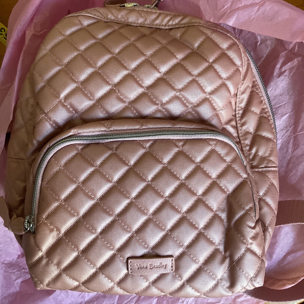 Vera Bradley Mini Ｒose Quartz Quilted Backpack